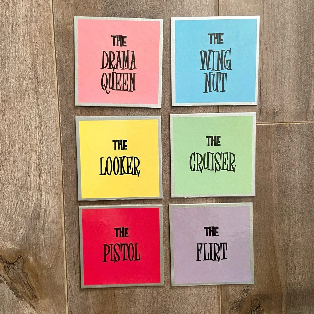 Tie One On Set of 6 Wine Glass Charms with Matching Coasters